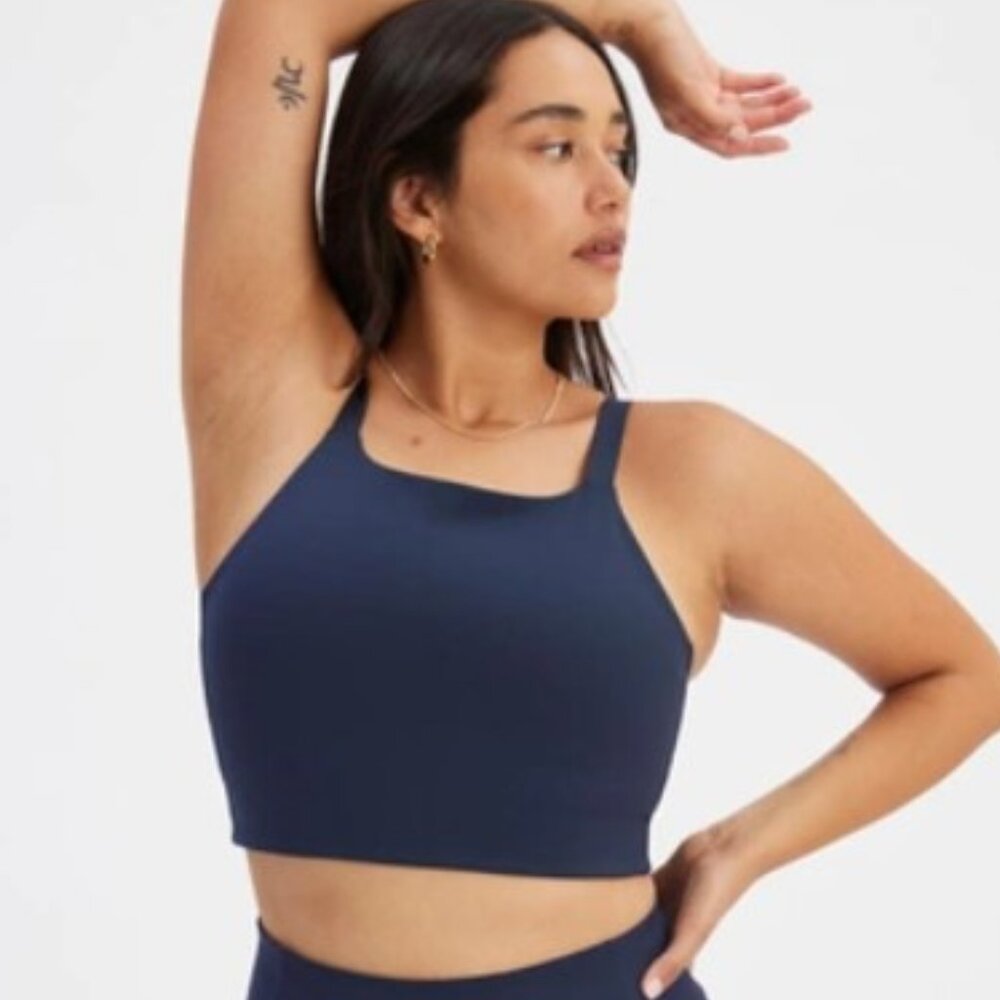 Girlfriend Collective Mia Bra Top Midnight Blue Size Medium